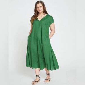 Louvre Bow Back Linen Dress - Jardin - Universal Standard size XL (26-28)